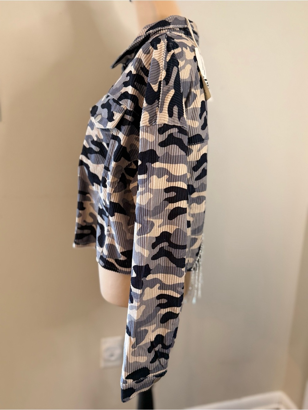 Savanna Jane jacket cowgirl camo open back rhinestone fringe SZ M - Picture 3 of 12